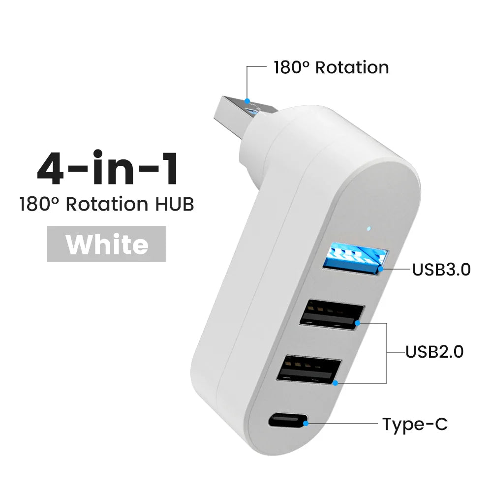 Mini 180° Rotatable USB Hub - Wholesalus