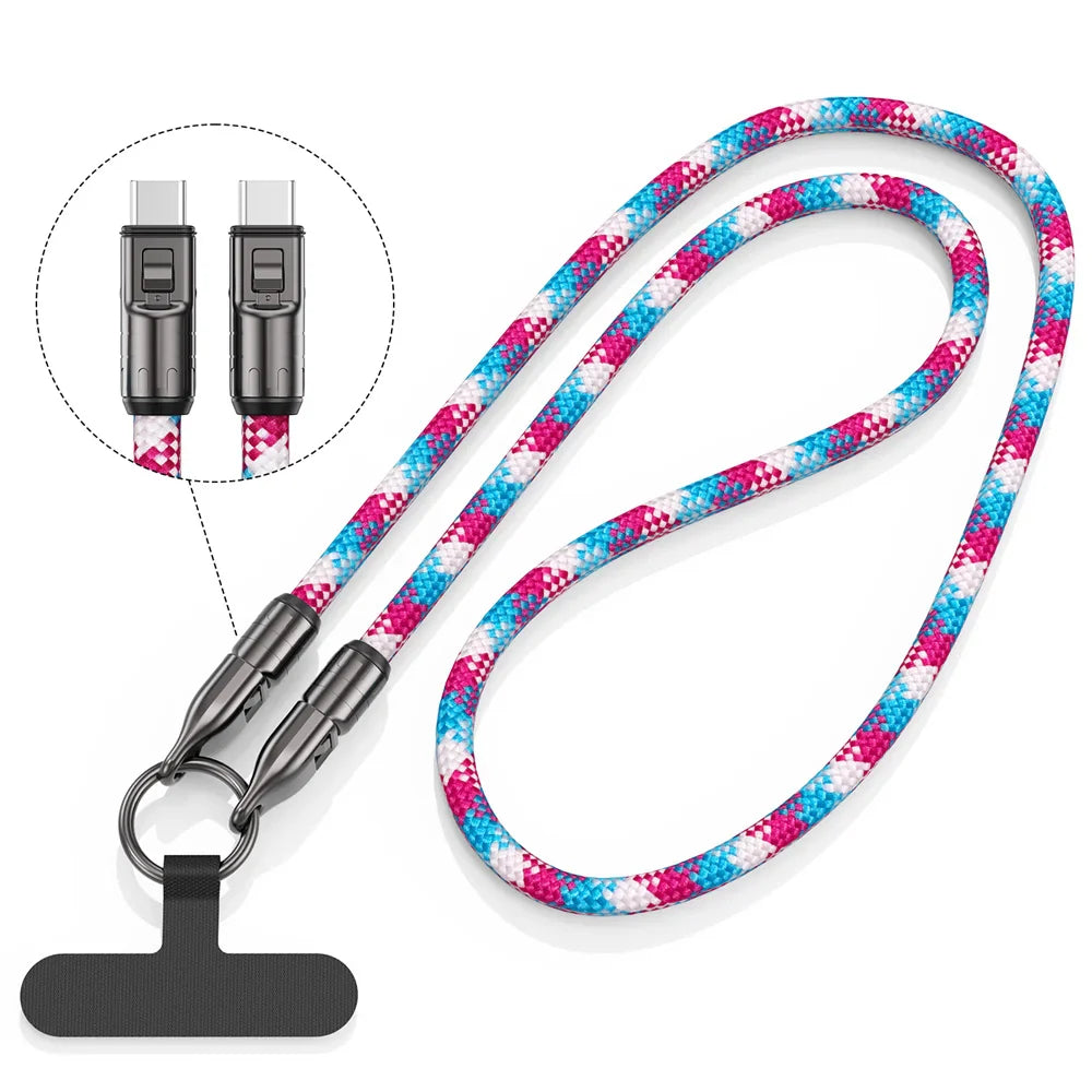 2 In 1 Lanyard Strap Fast Charging Cable - Wholesalus