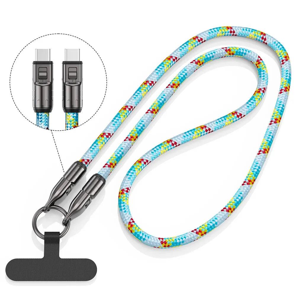 2 In 1 Lanyard Strap Fast Charging Cable - Wholesalus