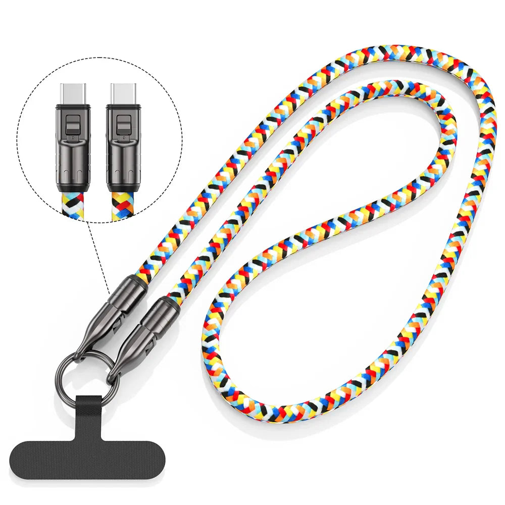 2 In 1 Lanyard Strap Fast Charging Cable - Wholesalus