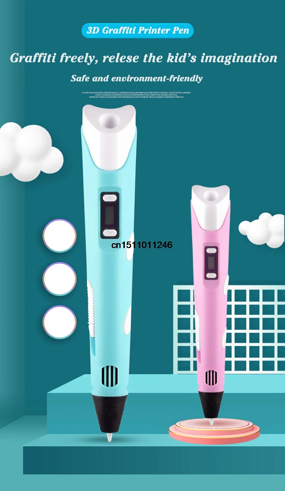 3D Drawing Printing Pen with LCD Screen - Wholesalus