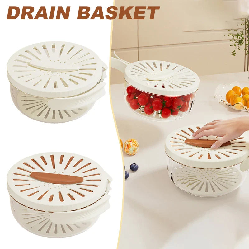 Foldable Handle Drain Basket with Lid - Wholesalus