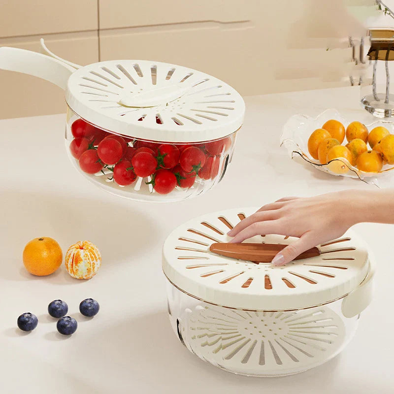 Foldable Handle Drain Basket with Lid - Wholesalus