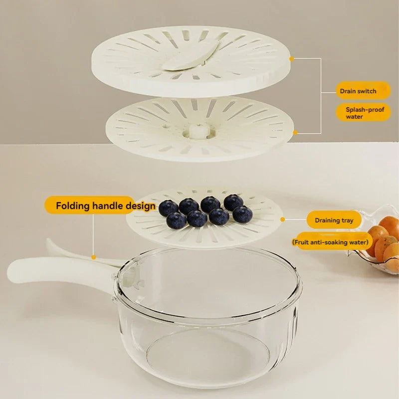 Foldable Handle Drain Basket with Lid - Wholesalus