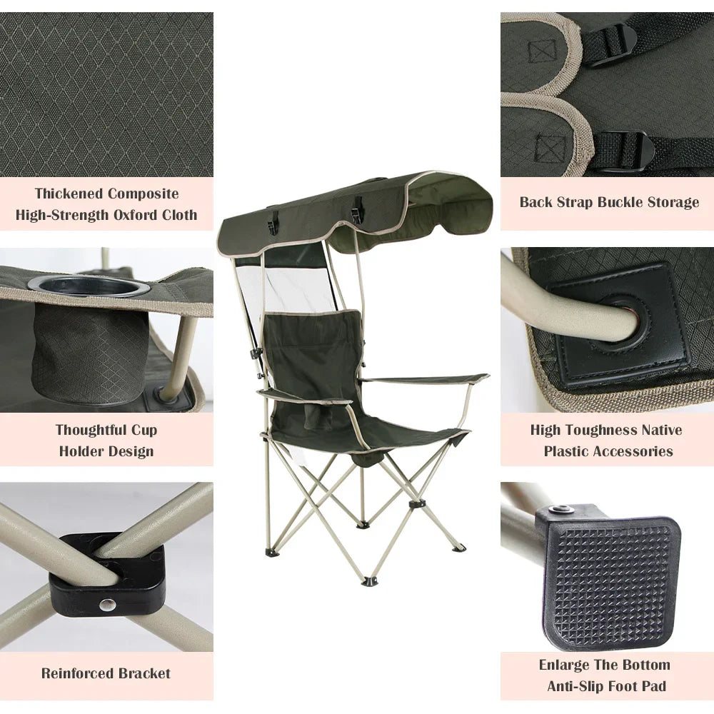 Portable Folding Chair With Canopy - Wholesalus