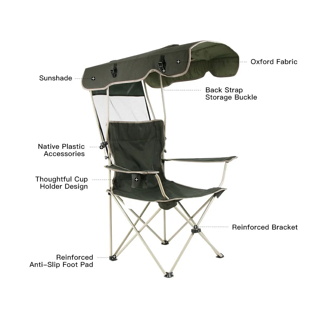 Portable Folding Chair With Canopy - Wholesalus