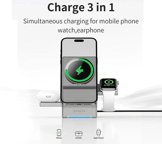 3 in 1 Magnetic Wireless Fast Charger - Wholesalus