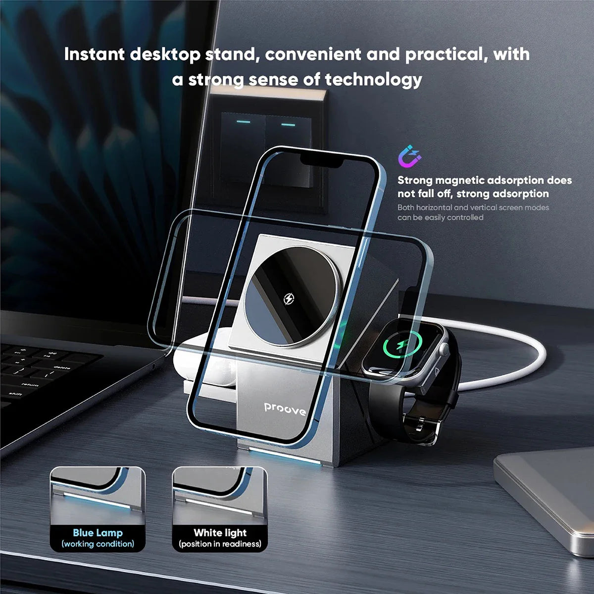 3 in 1 Magnetic Wireless Fast Charger - Wholesalus