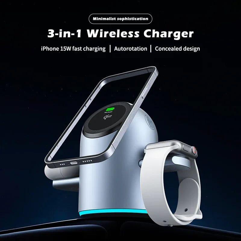 3 in 1 Magnetic Wireless Fast Charging Station - Wholesalus