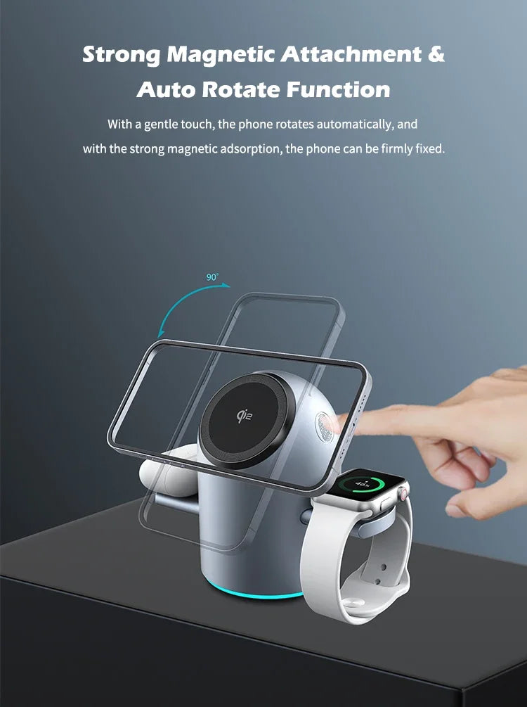 3 in 1 Magnetic Wireless Fast Charging Station - Wholesalus