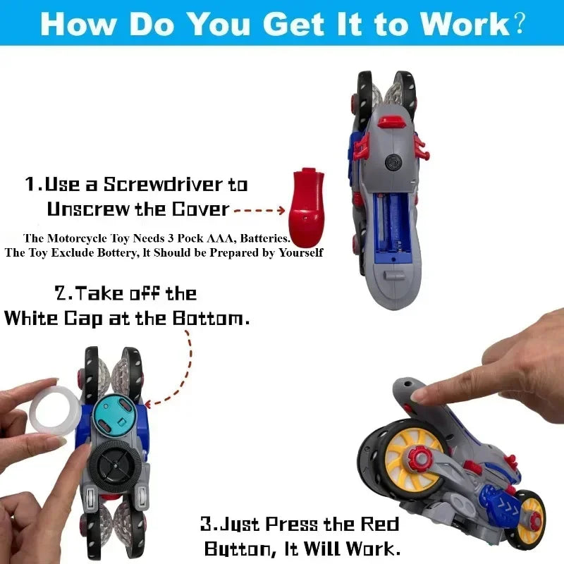 Deformation Spin Stunt Motorcycle Toy - Wholesalus