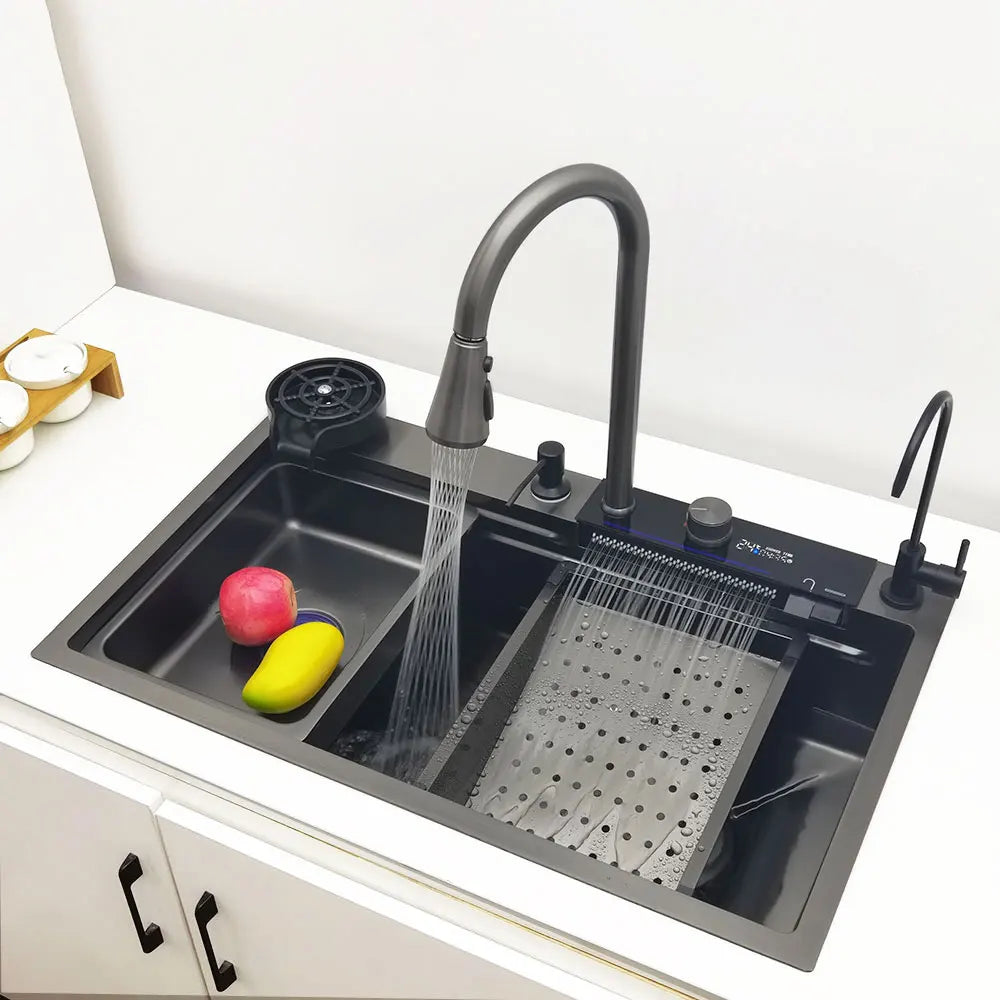Stainless Steel Multifunction Waterfall Kitchen Sink - Wholesalus