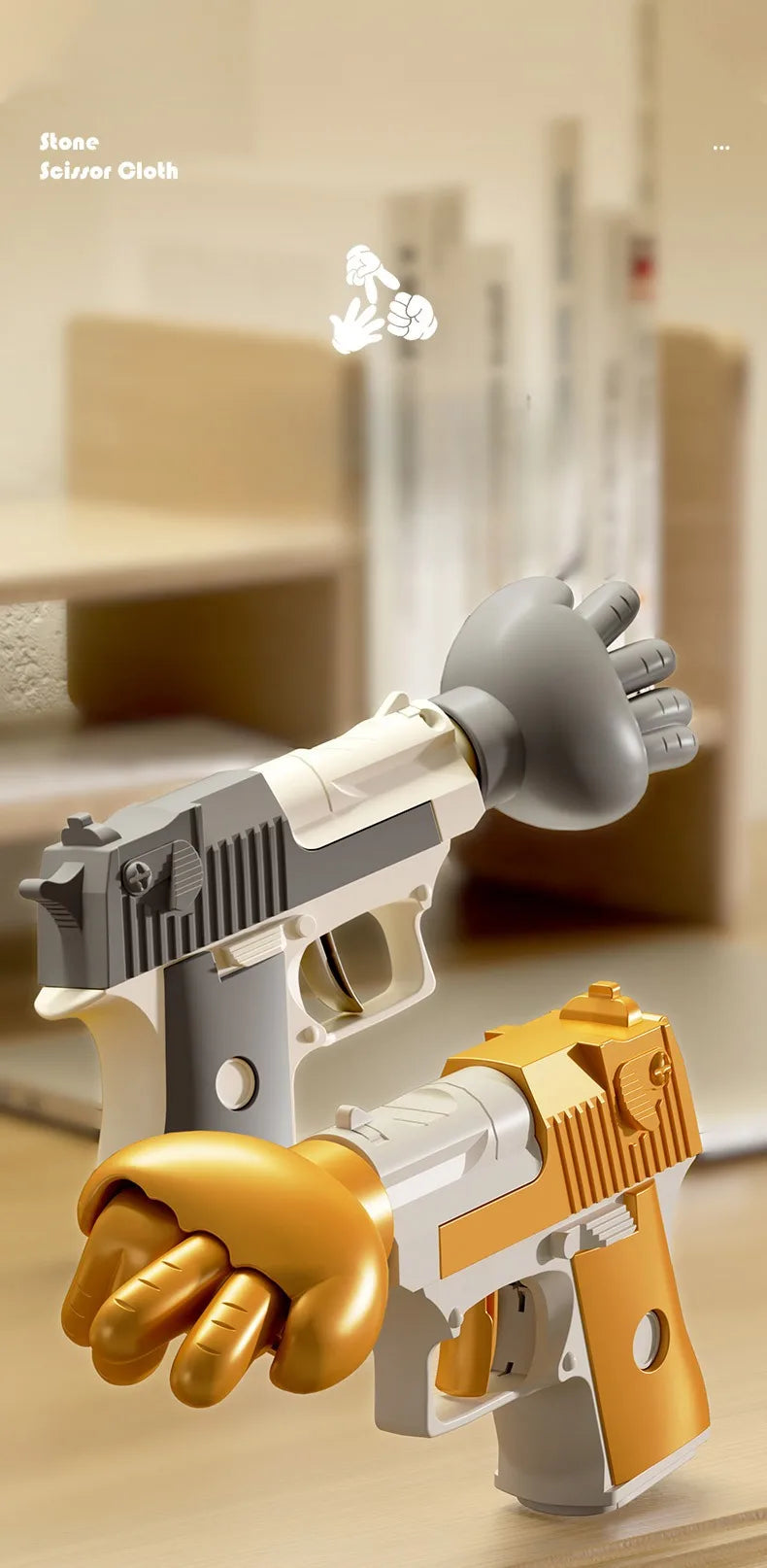 Rock Paper Scissors Gun Toy - Wholesalus