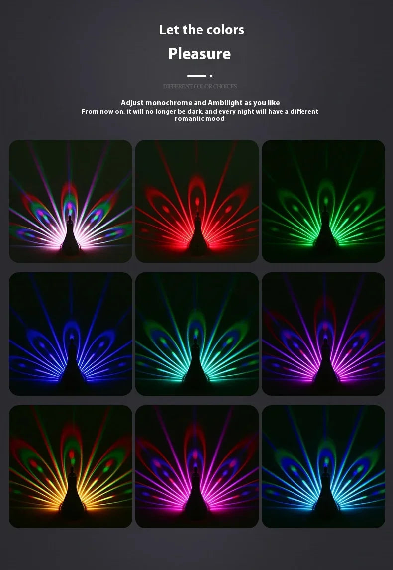 RC Colorful Peacock Wall Lamp - Wholesalus