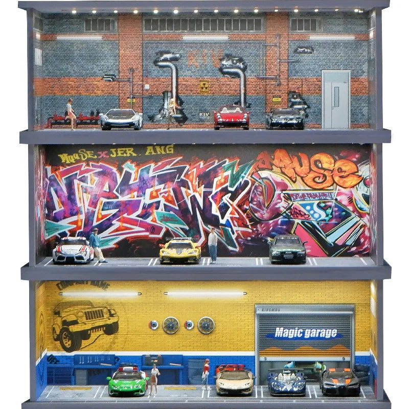 Miniature Car Garage Display - 1 Storey - Wholesalus