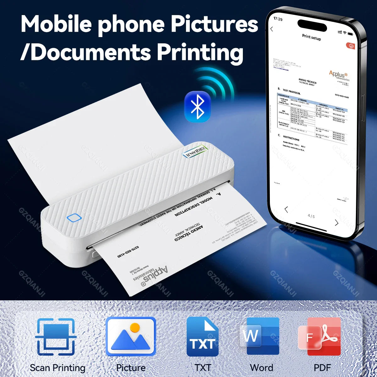 Portable Inkless Bluetooth A4 Thermal Printer - Wholesalus