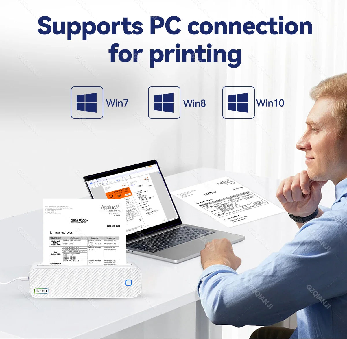 Portable Inkless Bluetooth A4 Thermal Printer - Wholesalus