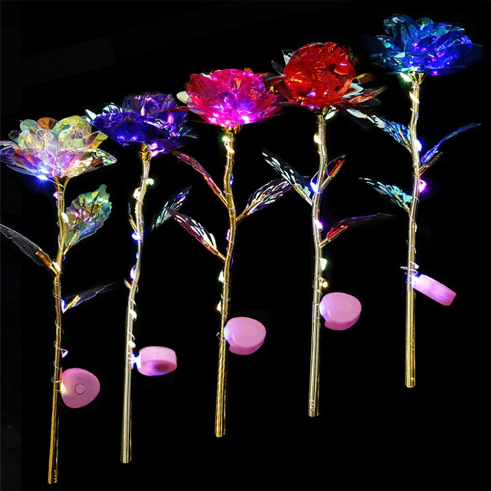 Golden Plated Artificial Luminous Roses - Wholesalus