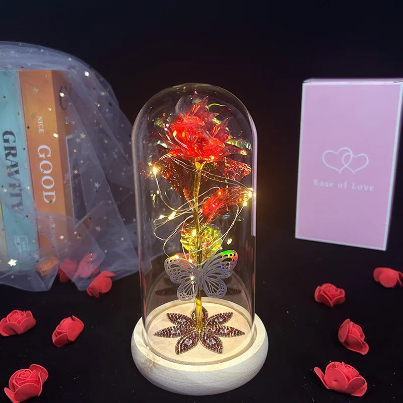Golden Plated Artificial Luminous Roses - Wholesalus
