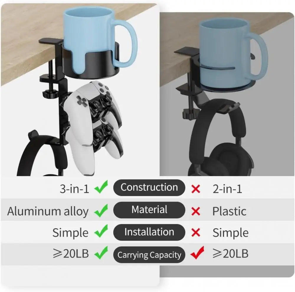 4 in 1 Desk Cup Holder with Headphone Stand - Wholesalus