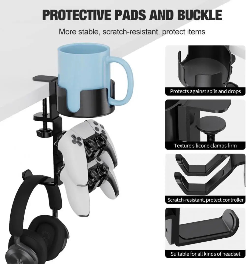 4 in 1 Desk Cup Holder with Headphone Stand - Wholesalus