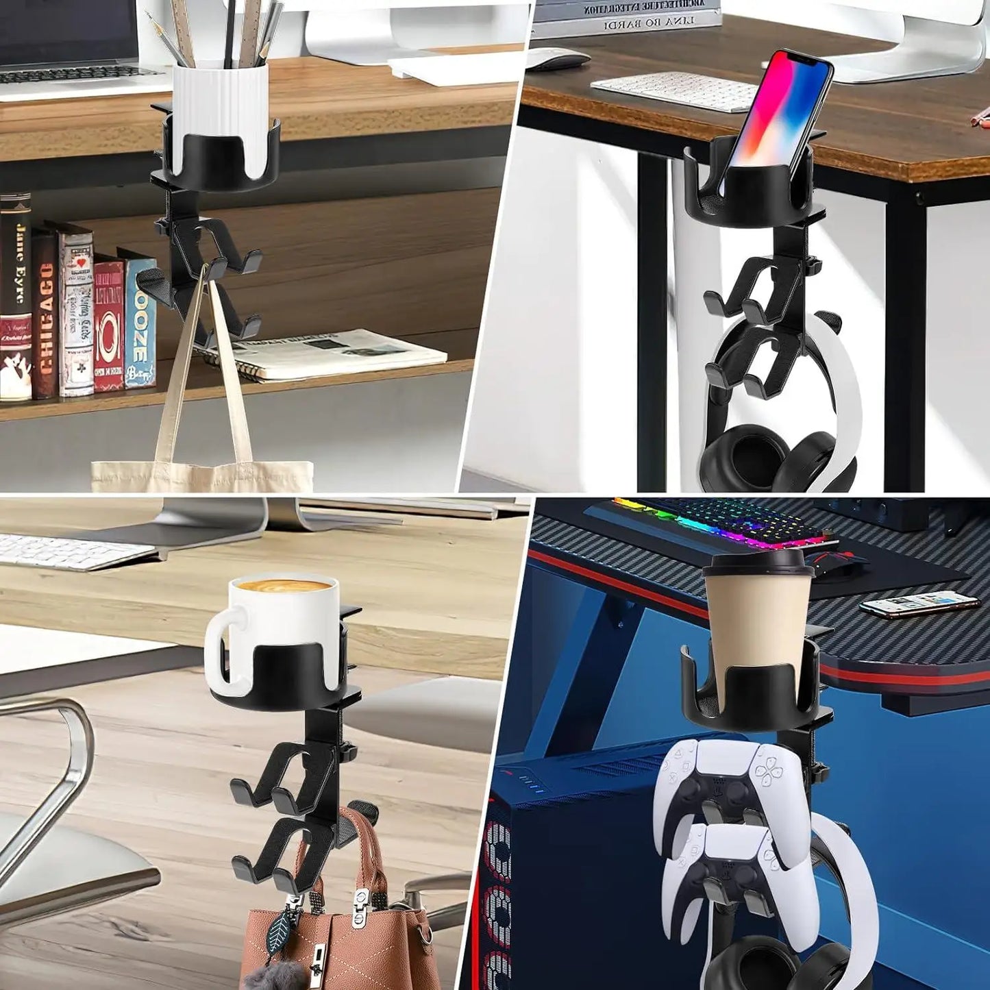 4 in 1 Desk Cup Holder with Headphone Stand - Wholesalus