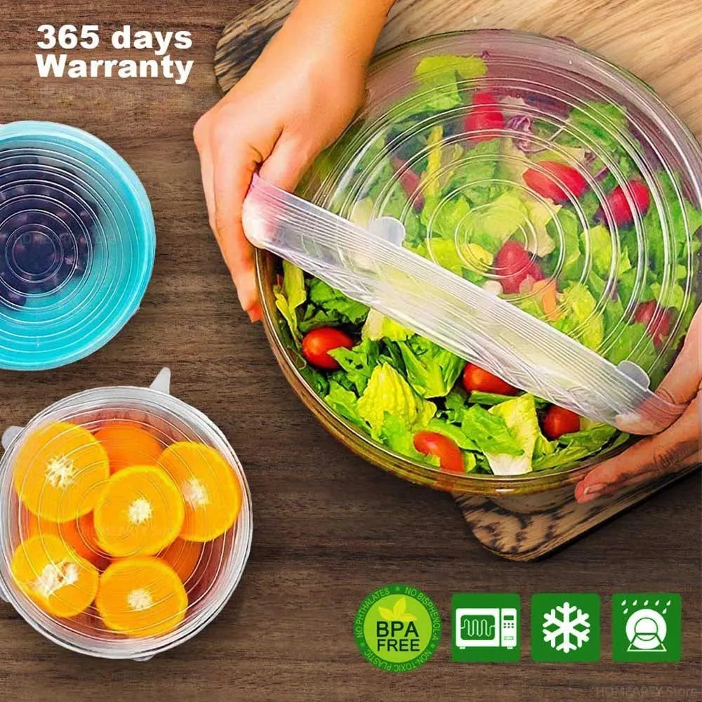 Elastic Silicone Lid Covers 6PCS - Wholesalus
