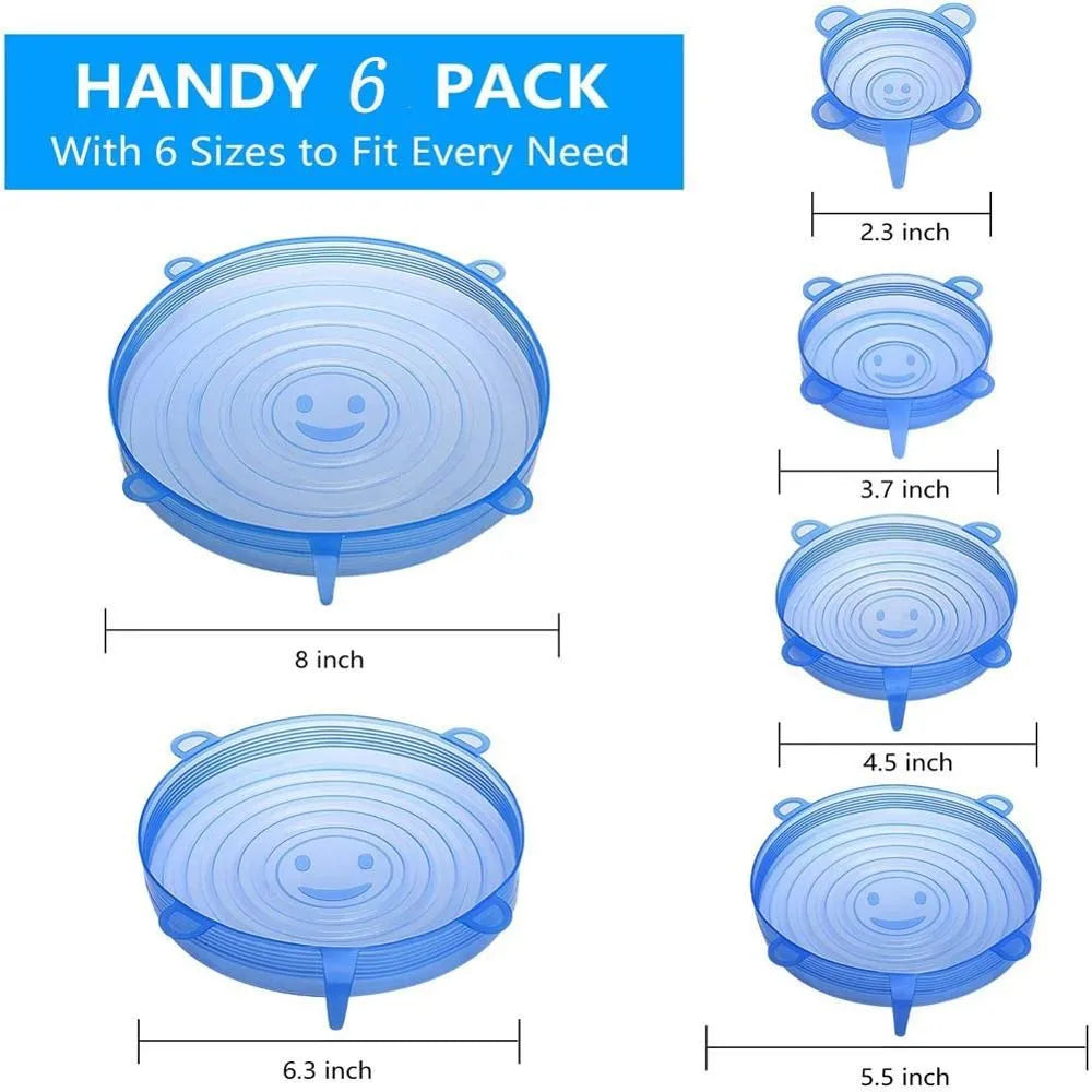 Elastic Silicone Lid Covers 6PCS - Wholesalus