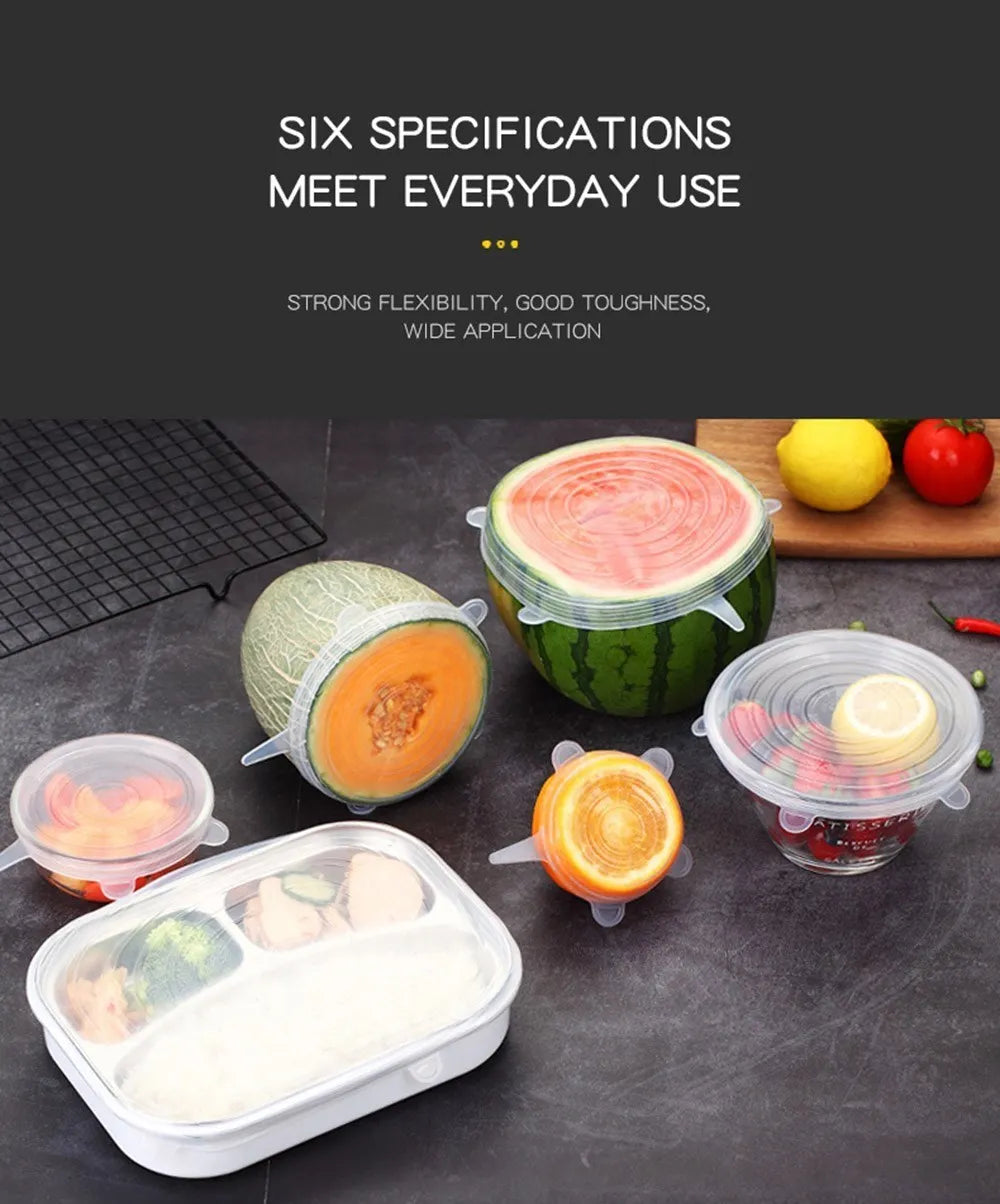 Elastic Silicone Lid Covers 6PCS - Wholesalus