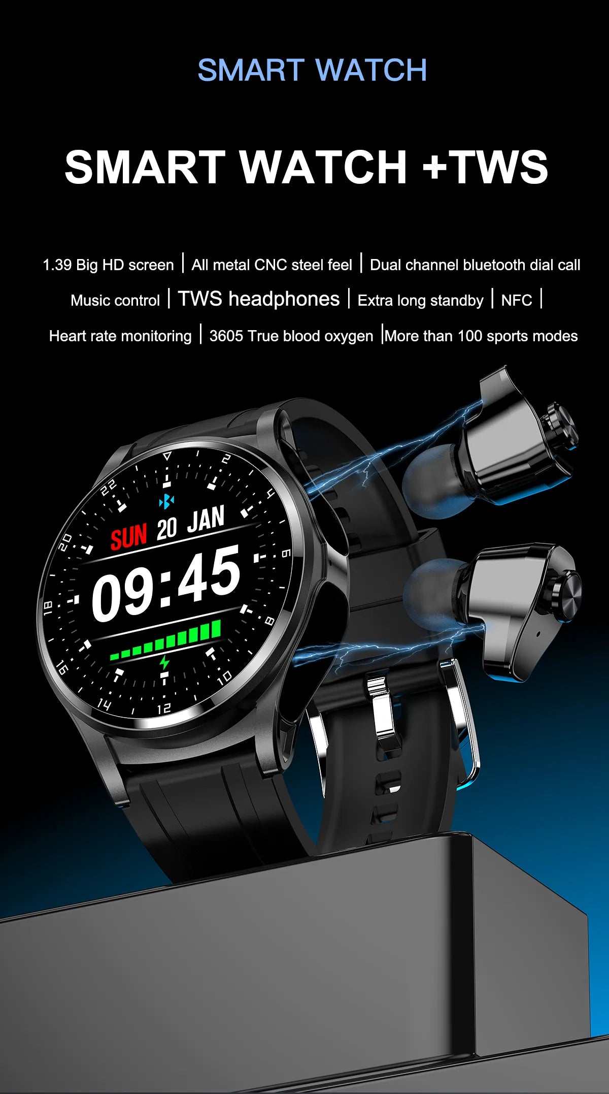 Smart Two-in-one Bluetooth Watch - Wholesalus