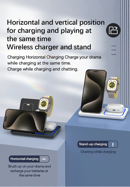 3 in 1 Foldable Wireless Charging Stand - Wholesalus