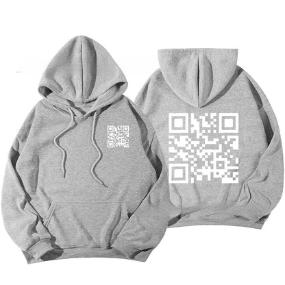 F K You QR Code Hoodie Cross-border European Code Plus Size Men's And Women's Same Fleece-lined QR Code Hoodie - Wholesalus
