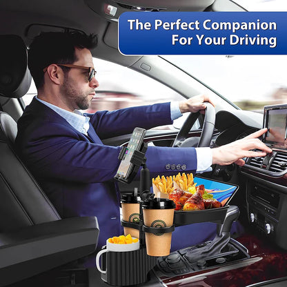 3 In 1 Adjustable Car Cup Tray with Phone Holder - Wholesalus