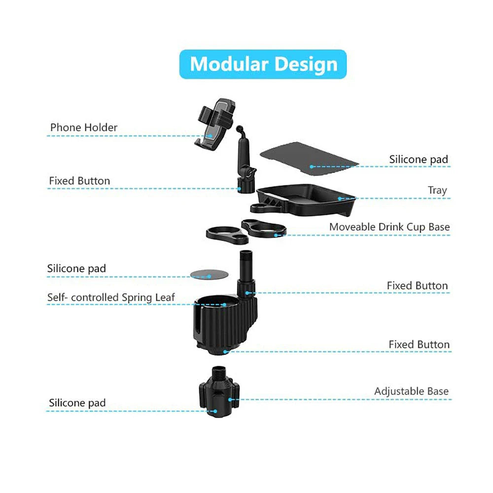 3 In 1 Adjustable Car Cup Tray with Phone Holder