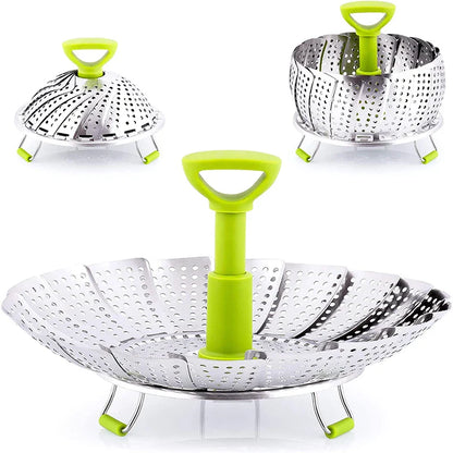 Stainless Steel Collapsible Mesh Steamer Basket - Wholesalus