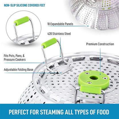 Stainless Steel Collapsible Mesh Steamer Basket - Wholesalus