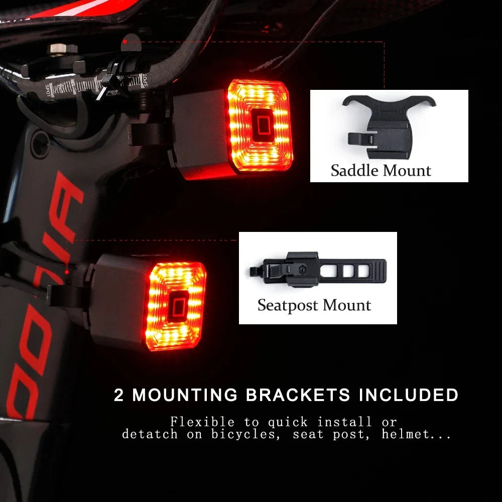 USB Smart Bicycle Brake Tail Light