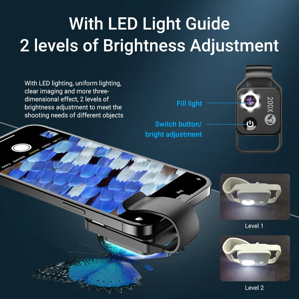 Portable Mobile LED Microscope Lens