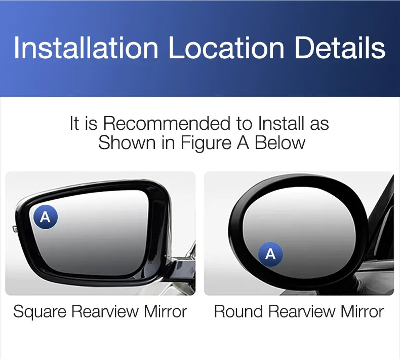 Car 360 Degree Wide Angle Blind Spot Mirror