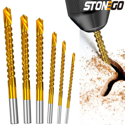 Titanium Coated Spiral Jagged Saw Drill Bit Set - Wholesalus