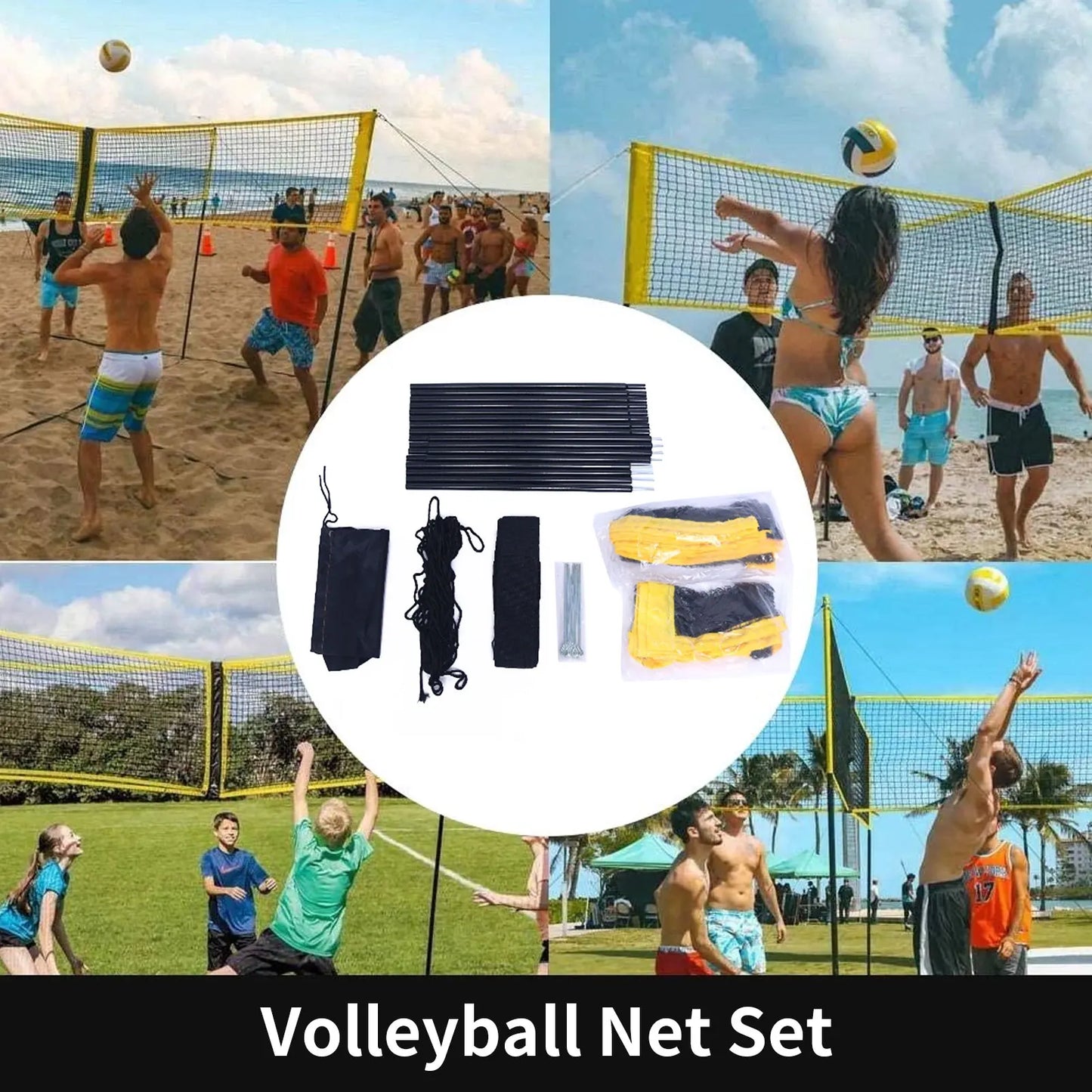 4-Way Square Volleyball Net Set