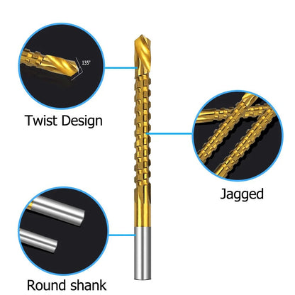 Titanium Coated Spiral Jagged Saw Drill Bit Set - Wholesalus