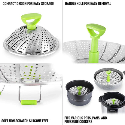 Stainless Steel Collapsible Mesh Steamer Basket - Wholesalus