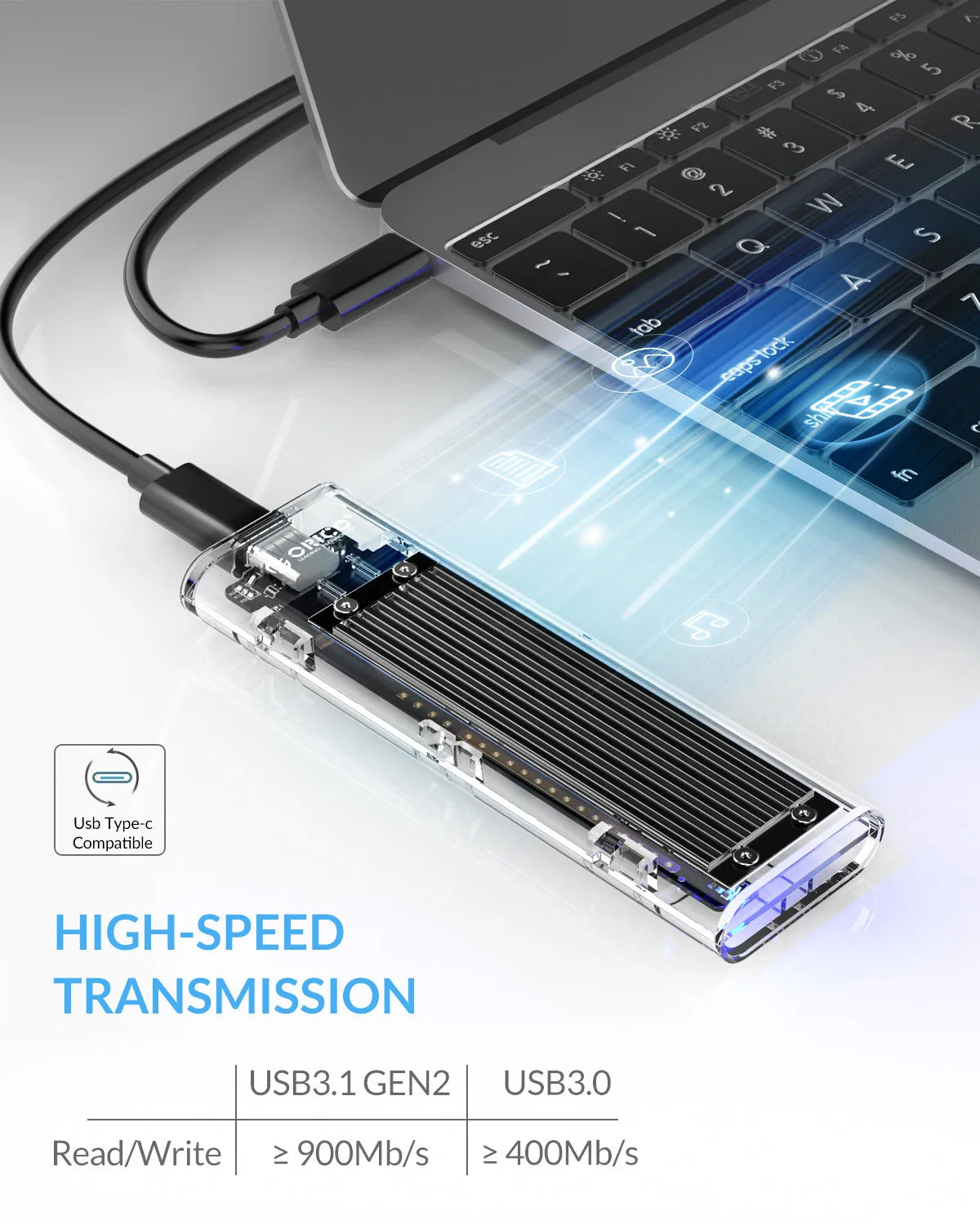 Transparent Hard Drive SSD Enclosure