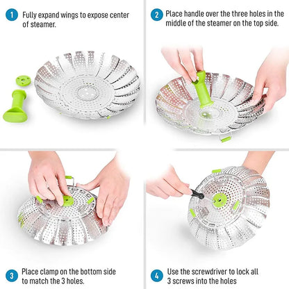 Stainless Steel Collapsible Mesh Steamer Basket - Wholesalus