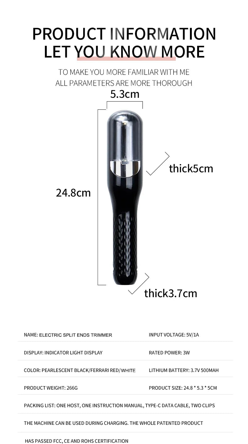 Rechargeable Cordless Split Hair Trimmer