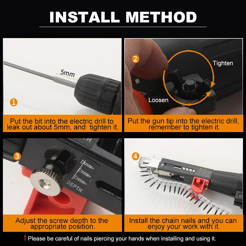 Electric Automatic Chain Nail Adapter Gun