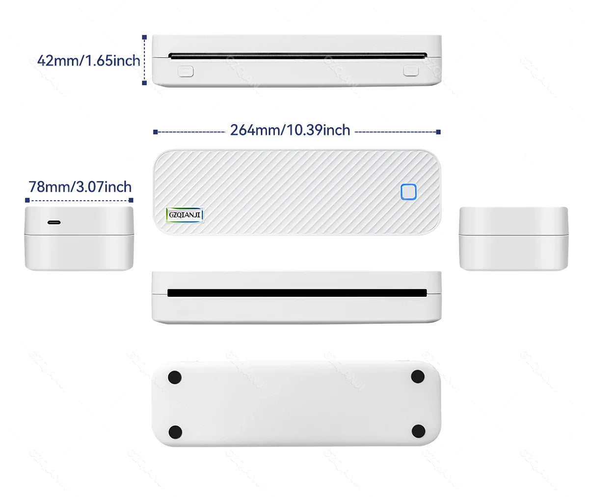 Portable Inkless Bluetooth A4 Thermal Printer