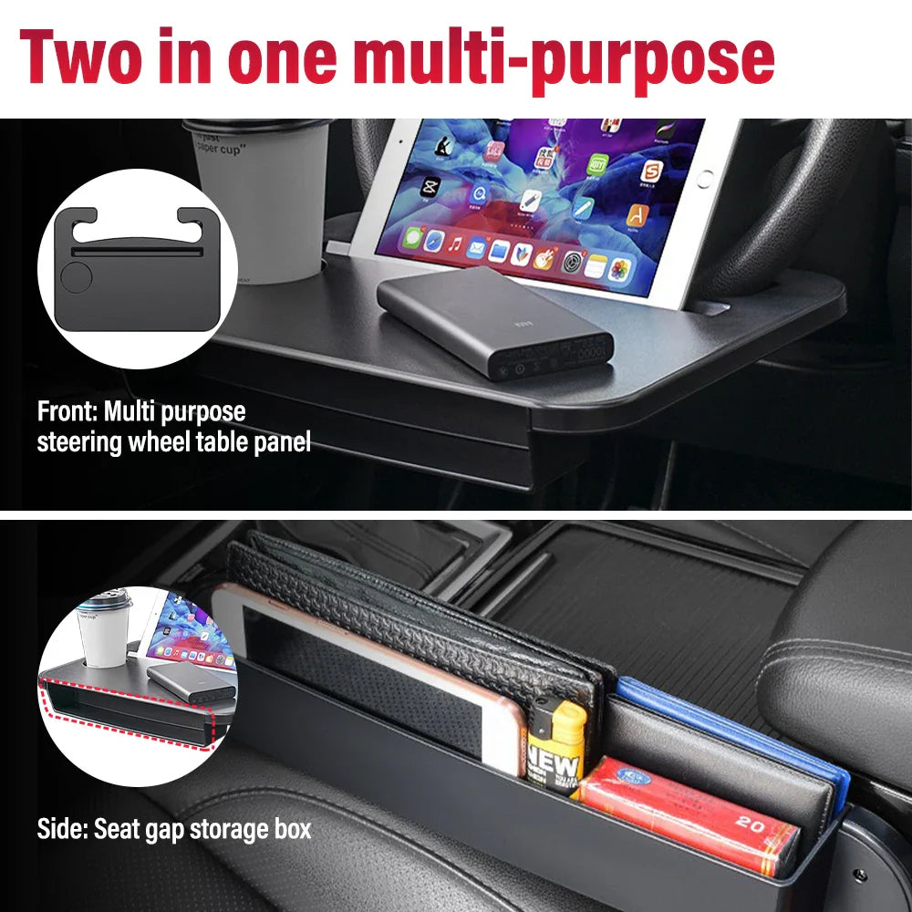 2 In 1 Car Steering Dine with Seat Gap Organizer