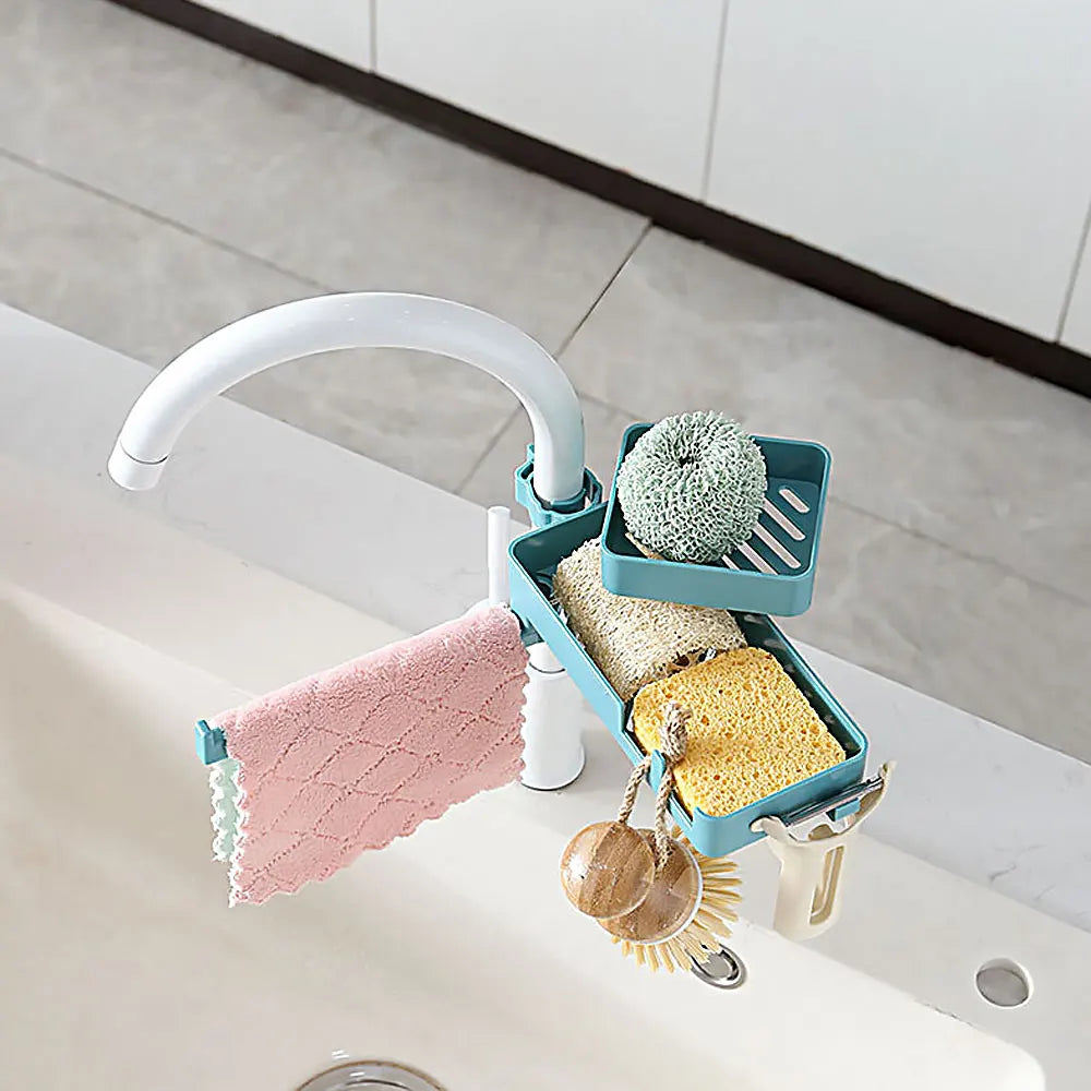 Double Floor Faucet Swivel Sponge Drain Rack